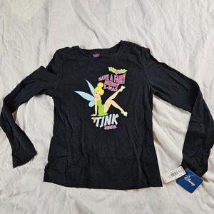 Disney Women's Juniors Large Shirt Tinker Bell Tink  Fairy Christmas X-Mas Black